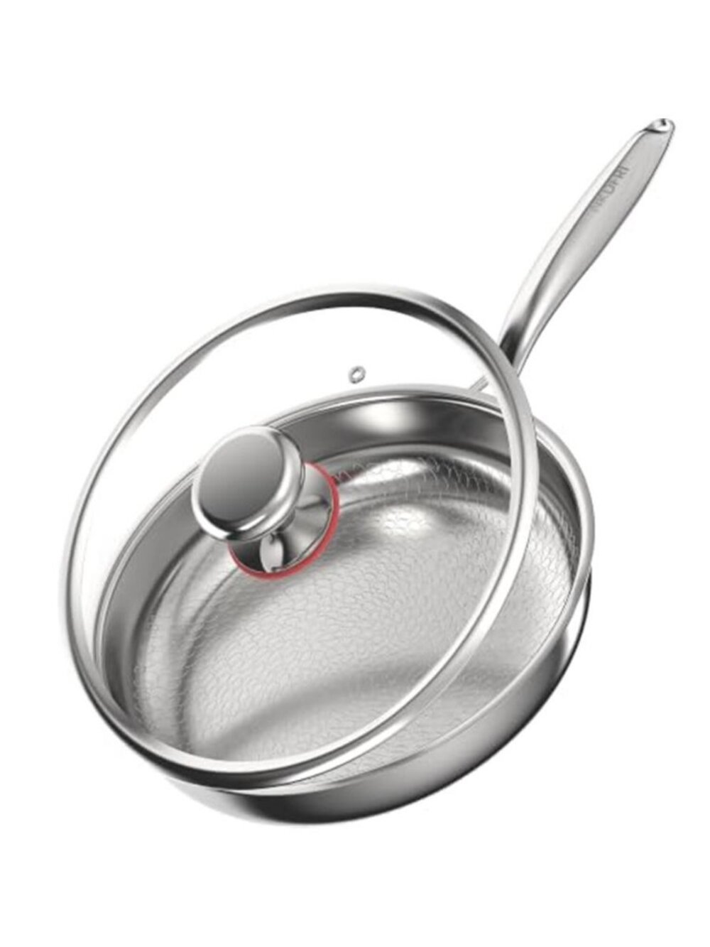 Titanium Pans for Cooking 11 Inch Hammered Pro Frying Pan with Lid - E
